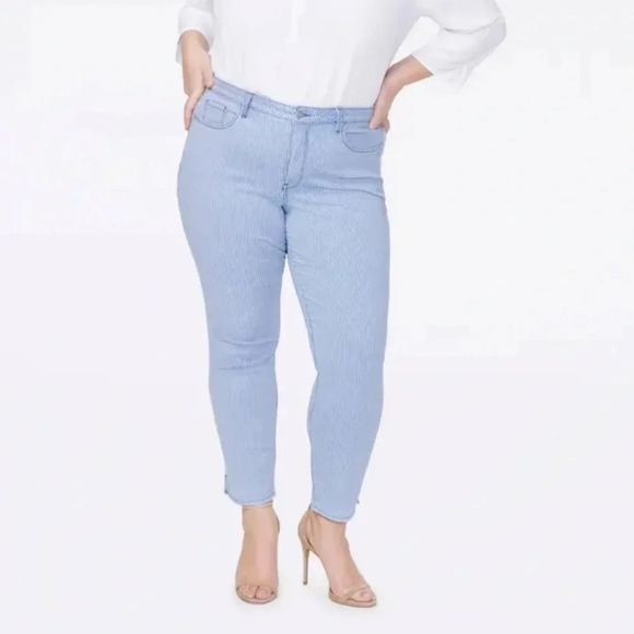 CURVES 360 BY NYDJ Stripe Split Hem Ankle Slim Jeans Size 20 NWT - Picture 1 of 11